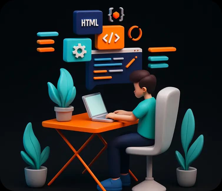 Developer building a modern responsive business website